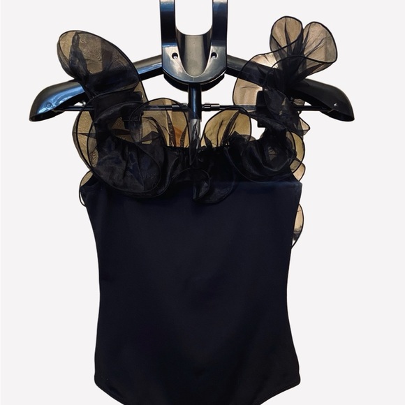 Free People Tops - Free People Black Ruffled Bodysuit